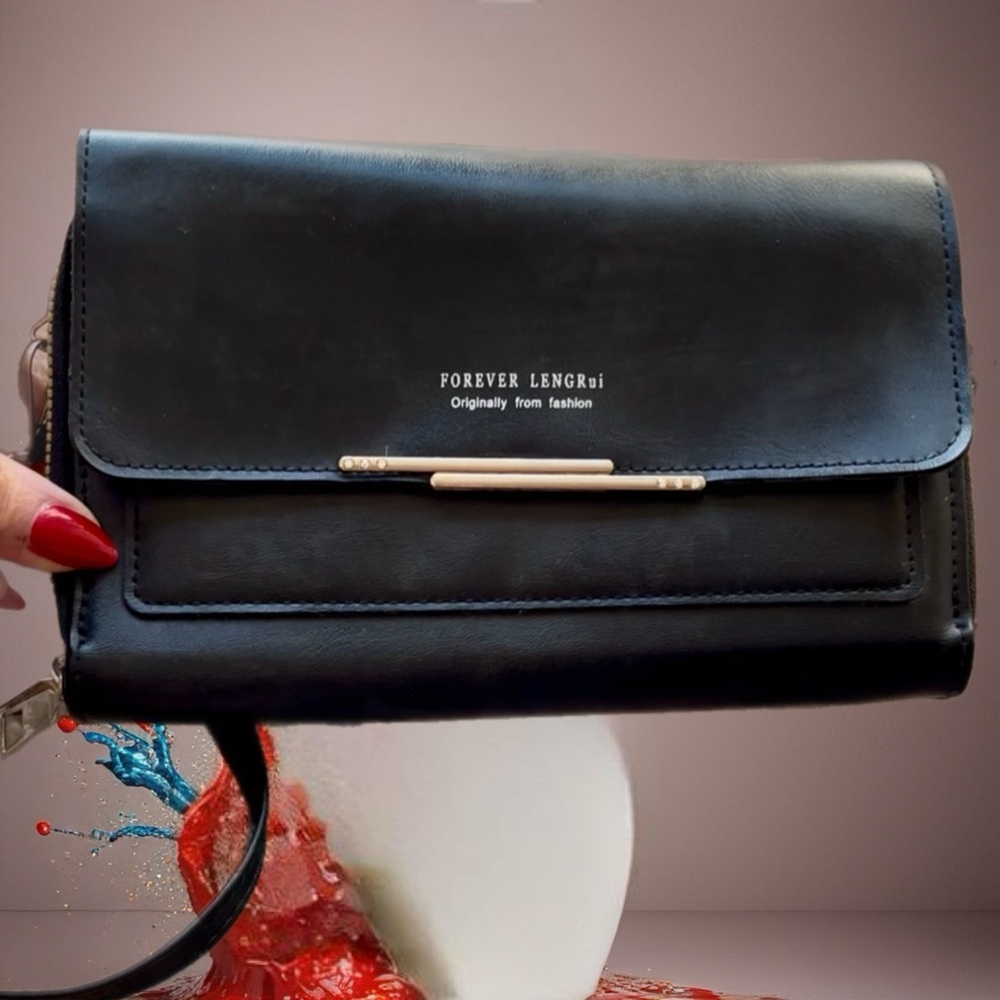 Elegant Black Crossbody Wallet Bag - Picture 4 of 13